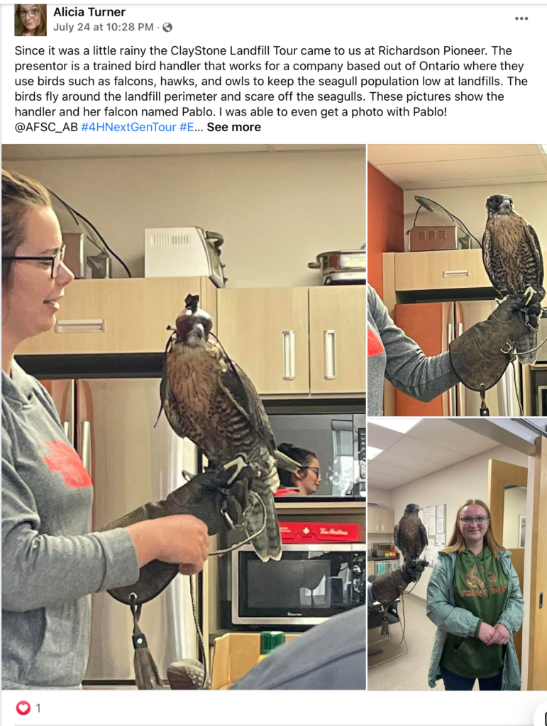 A Facebook post about the Claystone Landfill during the AFSC 4-H Next Gen Tour.