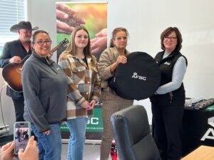 The winners of the fourth AFSC Farmer Feed north receive their prize pack.